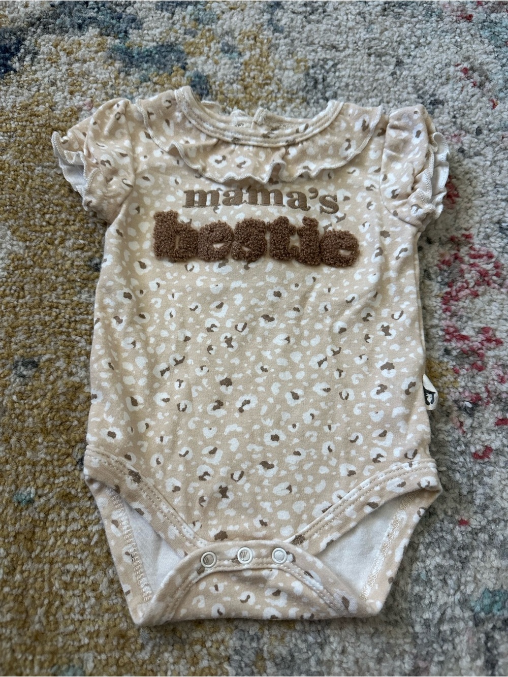 Mama's Little Cream Leopard-Print One-Piece Bodysuit